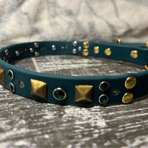 Crystal gem biothane handmade dog collar